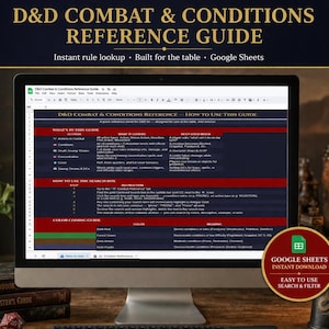Hoja de referencia de combate de D&D 5e / Condiciones, acciones y tiradas de salvación / Guía rápida del DM / Hojas de cálculo de Google