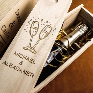 Cajas de vino de madera personalizadas, regalo único grabado, regalo de cumpleaños, aniversario y Navidad.