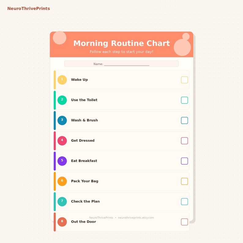 Visual Morning Routine Chart – ADHD Autism Kids Schedule (instant ...