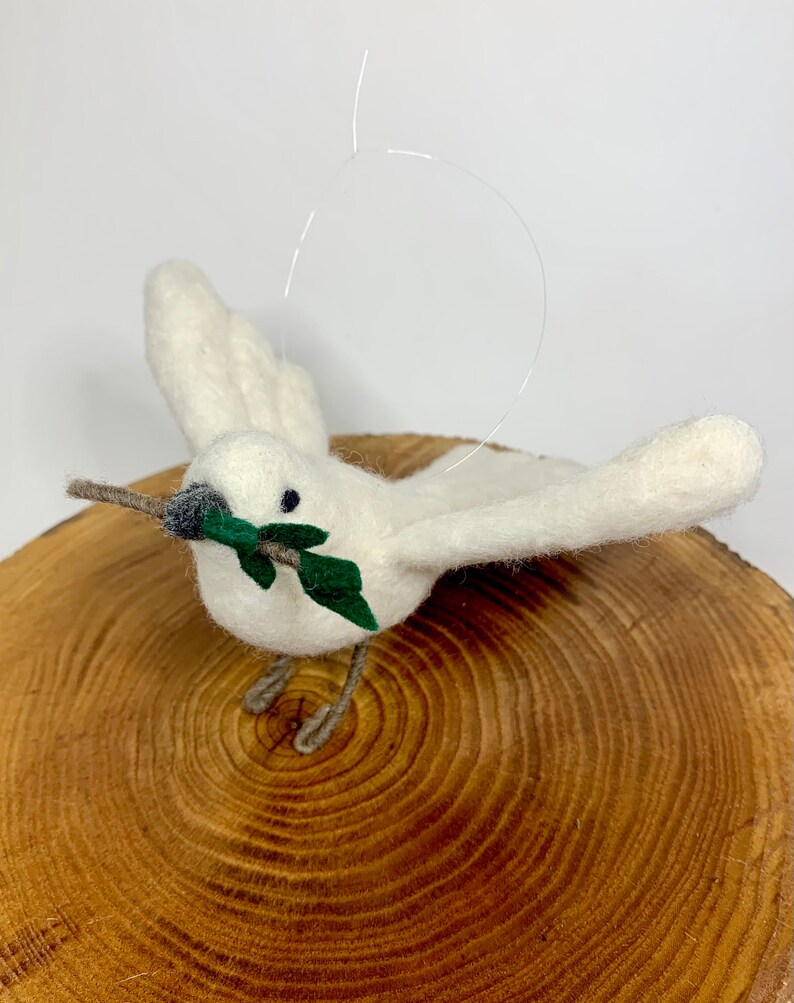 Needle Felted White Dove Made to Order Hanging Dove Etsy