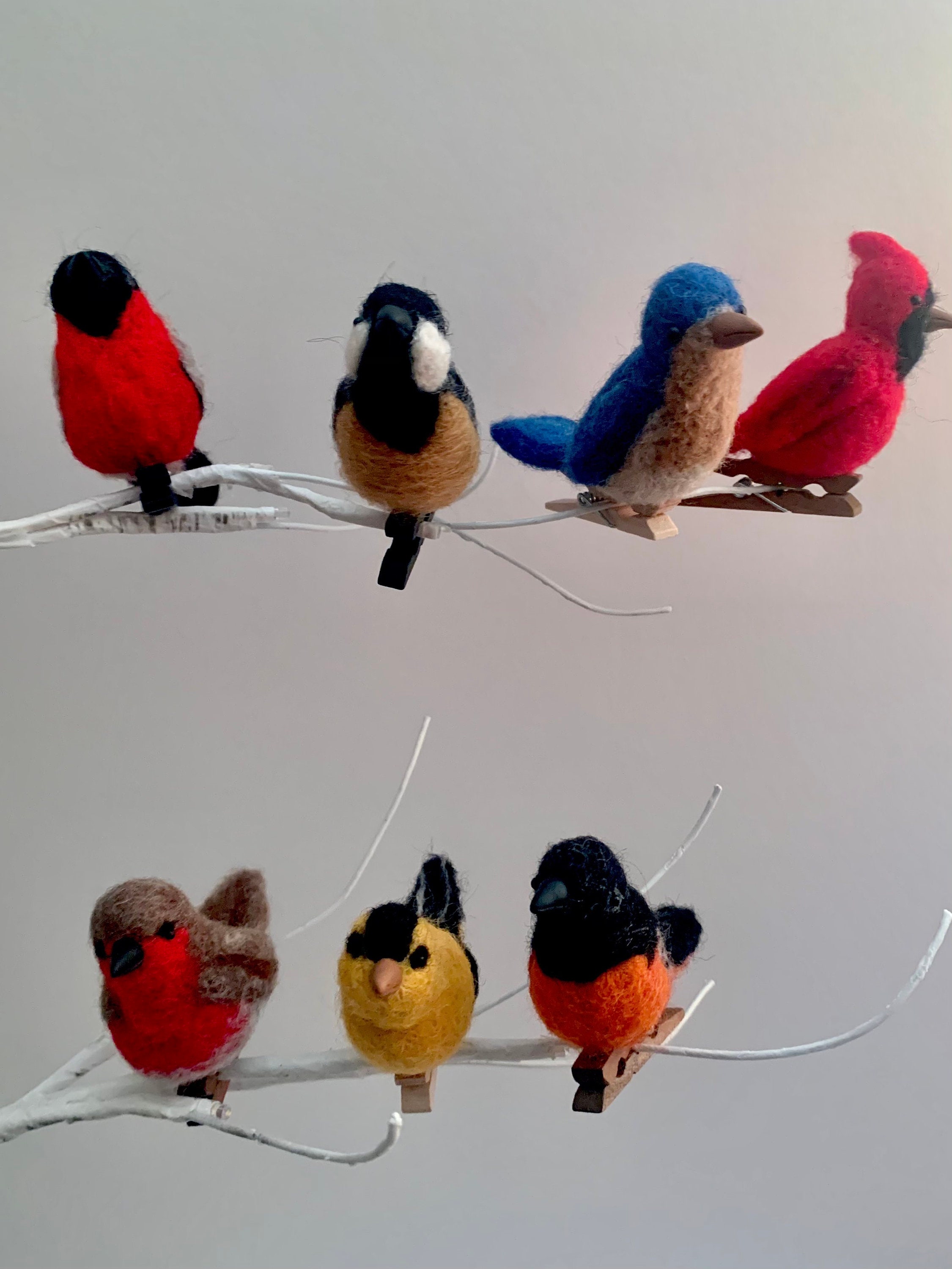 Needle felted clip on birds Handmade felted birds for love Etsy