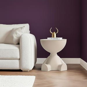 Mesita auxiliar escultural moderna en blanco o negro / Mesita de noche única / Mesa de centro pequeña minimalista para la decoración de la sala de estar o el dormitorio.