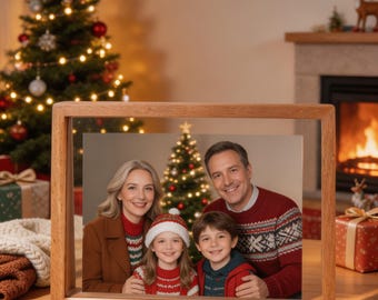 Custom Engraved Wooden T Frame Photo Frame, Personalized Replaceable Acrylic Photo Display, Christmas Gift for Family, Thanksgiving Gift