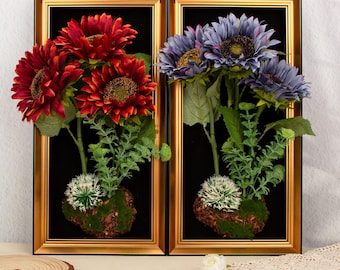 3D Sunflower Shadow Box Frame Floral Wall Art Decor Horizontal Sunflower Bouquet Display Personalized WoodenEngravedGiftBrightHomeDecoration