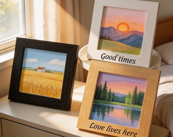 Personalized Ultra Thin Wooden Picture Frame, Custom Engraved Desk Frame, Slim Tabletop Photo Frame, Freestanding Acrylic Frame