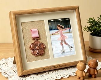 Personalized Engraved Medal Display Frame Custom Wooden Photo Holder Sports Achievement Keepsake Award Display Gift