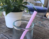 Cotton Candy Pink Glass Smoothie Straw