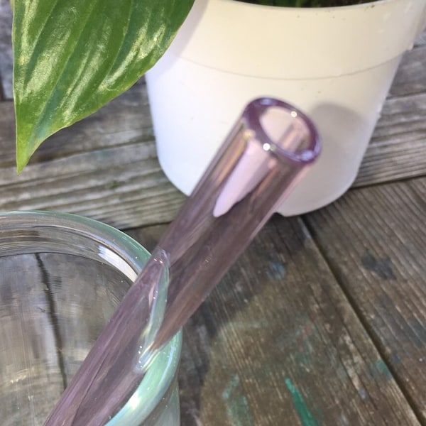 12mm Borosilicate Glass Smoothie Straw Translucent Pink by Ocean Beach Glass Free Shipping Etsy