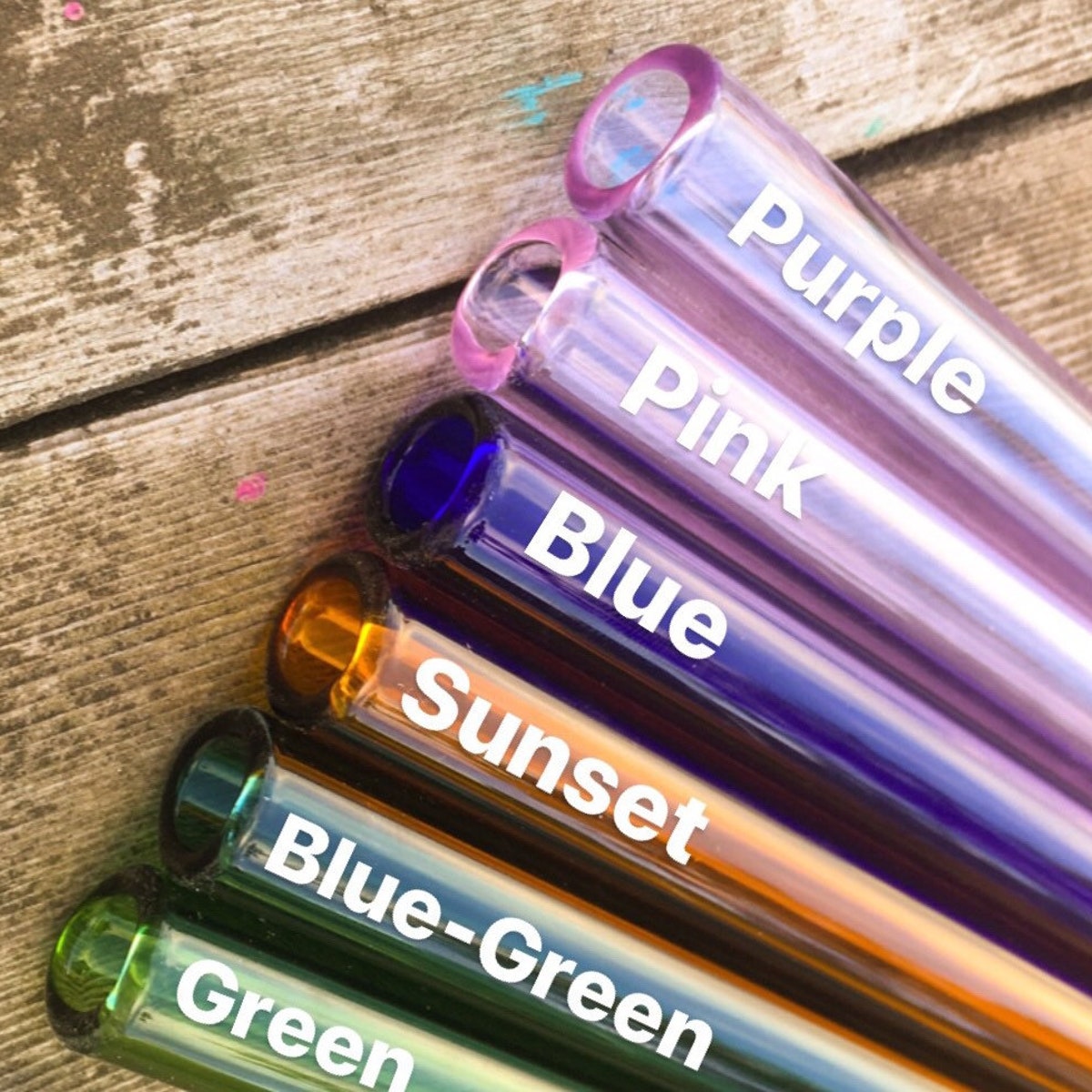 6 Piece Color Glass 12mm Smoothie Straw Set Customizable Includes Cleaning Brush by Ocean Beach Glass Free Shipping Made in USA - Etsy