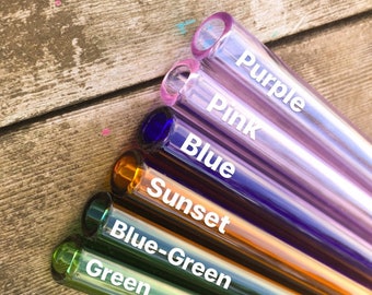 6 Piece Color Glass 12mm Smoothie Straw Set Customizable Includes Cleaning Brush by Ocean Beach Glass Free Shipping Made in USA