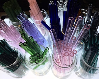 Borosilicate Glass Straw Set: Customizable, Eco-Friendly, Handblown (x3)