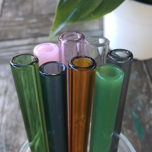 Eco friendly reusable borosilicate glass smoothie straws 12mm Multicolored 8 piece set  customizable length by Ocean Beach Glass