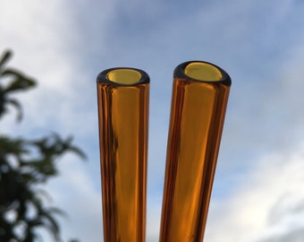 x2 Borosilicate 12mm Glass Straws Set Burnt Orange Sunset Wide Milkshake/Smoothie Straws Customizable Free Shipping by Ocean Beach Glass