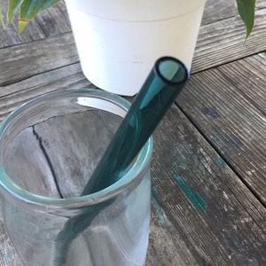 Borosilicate Glass Smoothie Straw Blue-Green 12mm by Ocean Beach Glass Free Shipping Etsy