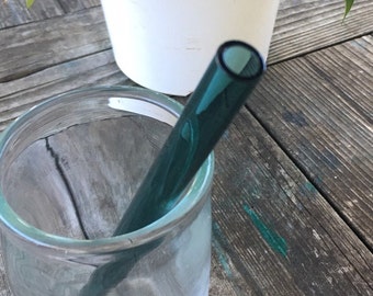 12mm Borosilicate Glass Smoothie Straw Blue-Green  by Ocean Beach Glass Free Shipping Etsy