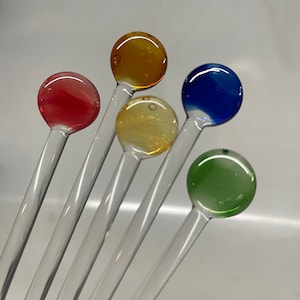 Customizable Rainbow Colors Glass Stir Sticks Set of 5 by OceanBeachGlass