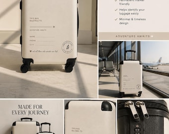 Valigia minimalista personalizzata / Bagaglio da viaggio estetico / Borsa da viaggio personalizzata con nome / Bagaglio a mano neutro