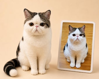Custom Needle Felt Cat Sculpture,Personalized Cat Portrait,Stuffed Animals Plush,Pet Loss Memorial