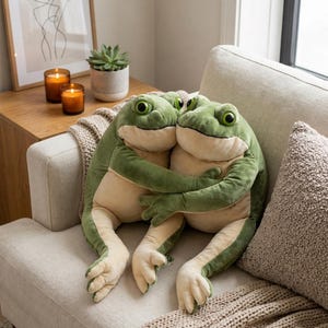 Giant Frog Plush Pillow, Cute Frog Stuffed Animal, Kawaii Frog Plushie, Soft Cuddly Frog Toy, Frog Pillow Gift for Kids Adults