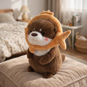 Kawaii Otter Plush Toy, Soft Cartoon Animal Pillow, Huggable Stuffed Cushion, Kids Birthday Gift