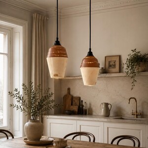 Industriële keramische hanglamp, loftlampen, lamp van gedraaid aardewerk