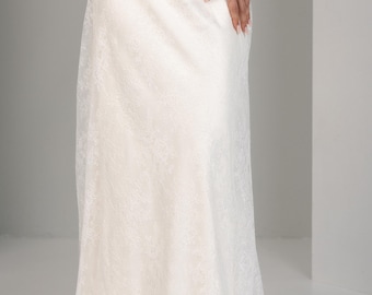 Floral Lace Bridal Overskirt | Detachable Wedding Skirt with Train | Made in England