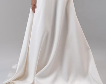 High Waist A-Line Bridal Skirt | Ivory Mikado Wedding Skirt | Train | Made in England