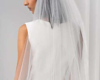 Wedding Veil | Cathedral Length | Ivory Tulle | Minimalist Plain Cut Edge | Made in England