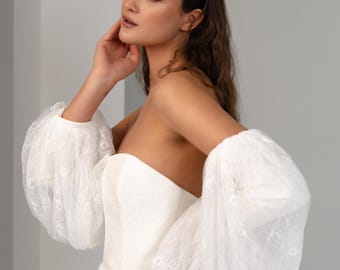Detachable Lace Tulle Bridal Sleeves | Removable Puff Wedding Sleeves | Made in England