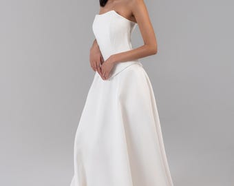 Strapless Boned Duchess Bridal Corset Top | Ivory Tulle Structured Bustier | (Made England)