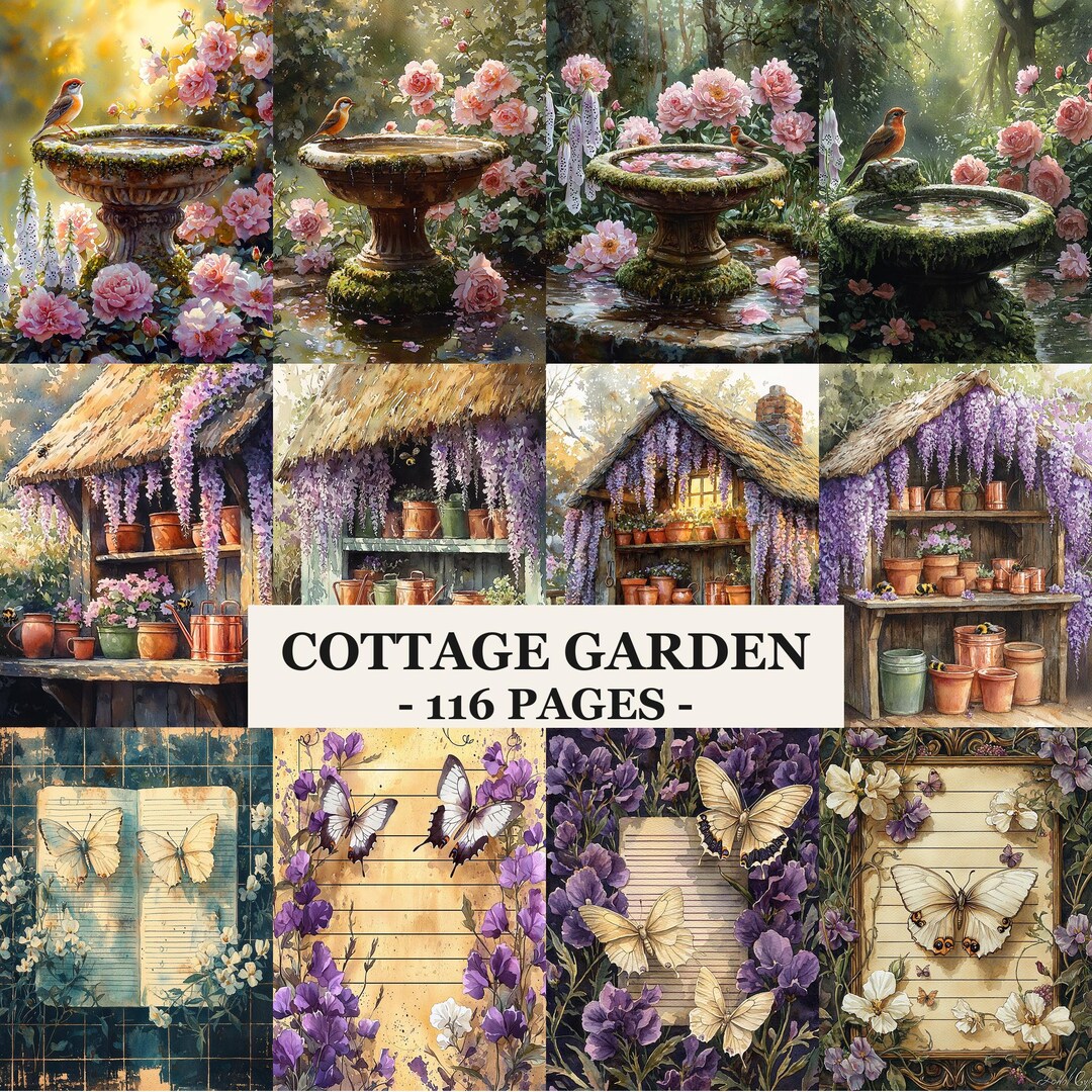 Cottage Garden Junk Journal Kit Printable Pages Vintage Floral Digital ...