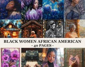 Black Women African American Junk Journal Kit Printable Pages African Art Digital Download Collage