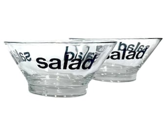 En enda ersättningsskål i glas, mid-century modern, 1970-tals vintage, Wheaton, generisk Helvetica-bokstäver, 13,5 cm bred - 2 tillgängliga