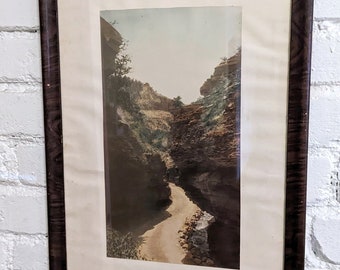 Early 1900s Vintage San Diego, California Hand Colored Tinted Original Large Framed Antique Photograph of SANDSTONE CANYON