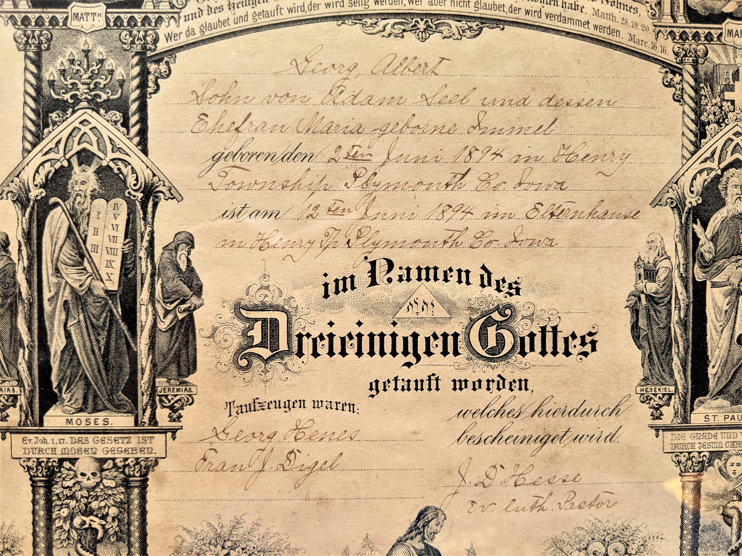 1890s German Victorian Baptism Certificate Framed in Antique Etsy