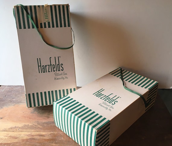 Pair 1940s-50s Shoe Boxes Vintage Harzfeld's Ladie