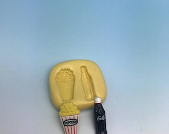 Coca cola and popcorn silicone mold set, cupcake decor, jewelry making, chocolate mold, soap making