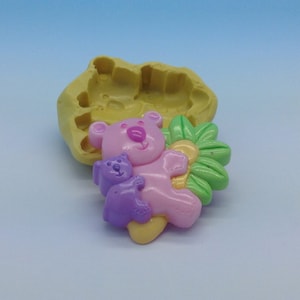 Bear Panda Flexible Silicone Push Mold for Polymer clay, ,cold porcelain,Resin,Wax, Food,Sweets,fimo,chocolate.