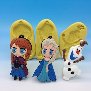 Princess Disney fozen Elsa,Anna and Olaf -SILICONE MOLD.