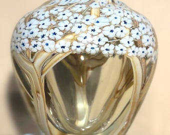 1985 Orient & Flume Hawthorne Forest Art Glass Vase by Bruce Sillars, Signed Studio Glass
