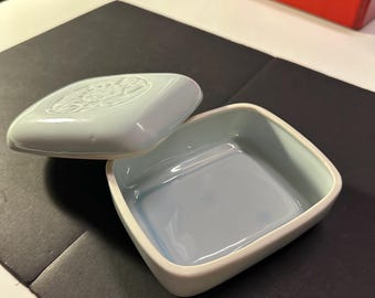 Tiffany & Co. Pale Blue Porcelain Chrysanthemum Trinket Dish Set