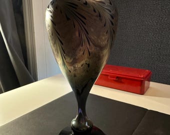 Iridescent Favrile Glass Pulled Feather Art Nouveau Vase
