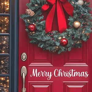 Merry Christmas Vinyl Decal: Holiday Door or Window Decor