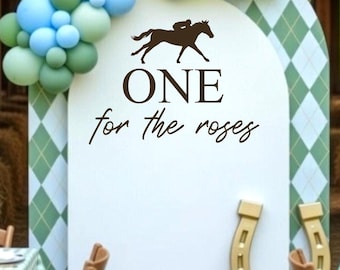 One for the Roses Decal - Kentucky Derby First Birthday Vinyl for Backdrop - Spring Baby Boy Derby Birthday Party