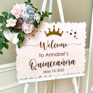 Quinceanera Decal for Mirror or Sign Making Welcome to Quinceanera Vinyl Decal Blush Pink and Gold Quince Sign Birthday Decal