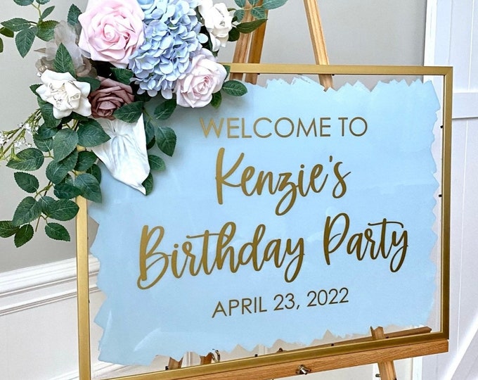 Birthday Party Decal for Welcome Sign Happy Birthday Decal for Party Vinyl Decal Sweet Sixteen or Girls Party Spring Garden Party Vinyl