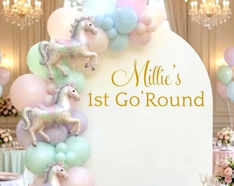 First Go Round Decal for Carousel Horse Birthday Party - Carnival or Circus First Birthday Vinyl