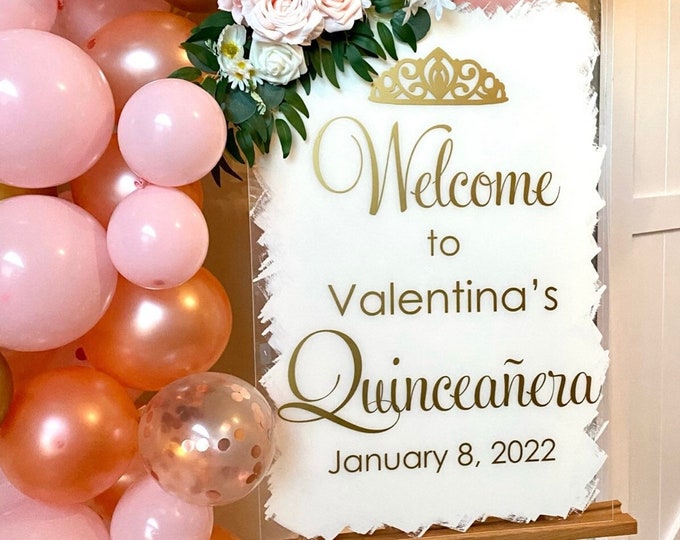 Quinceanera Decal for Acrylic Sign Making Vinyl Decal for Quinceeanera Party Welcome Decal for Chalkboard or Mirror Girls  15th Birthday