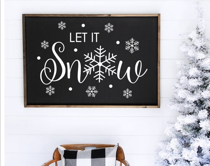 Let it Snow Decal for Wall or Chalkboard Christmas Sign Decal Holiday Vinyl Decal Let it Snow Decal for Window or Sign Snowflake Decal