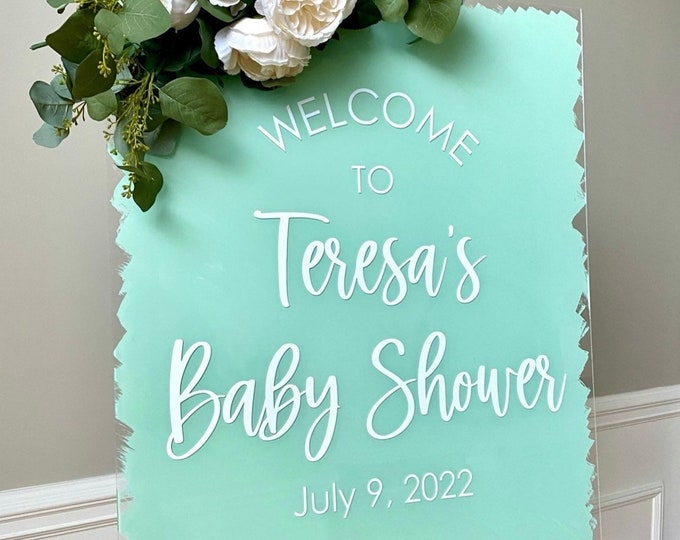 Baby Shower Decal for Welcome Sign Baby Shower Vinyl Decal for Sign Making Balloon Arch Green and White Baby Shower Gender Neutral